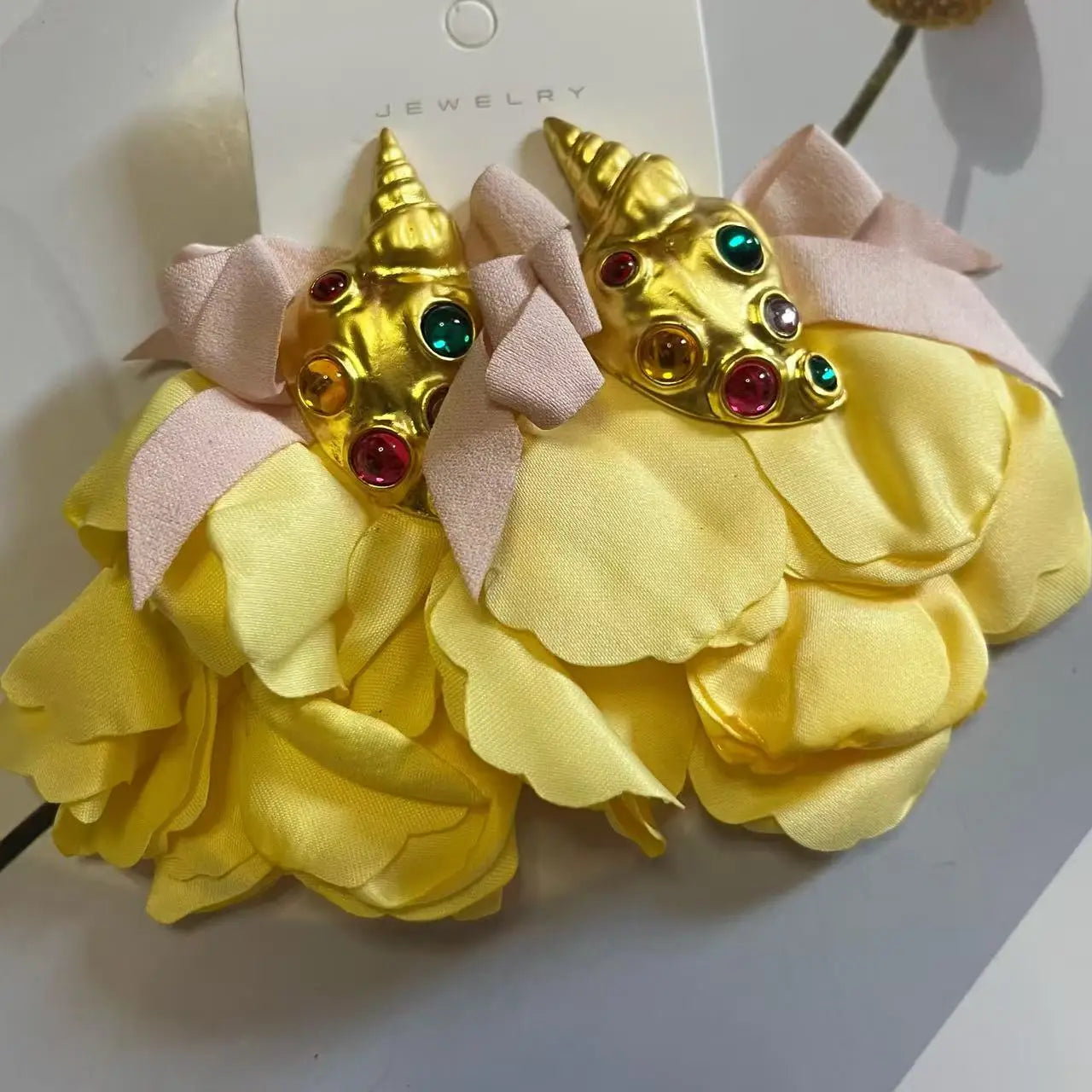 ZAA Personalized Trendy Resin Flower Water Drop Long Earrings