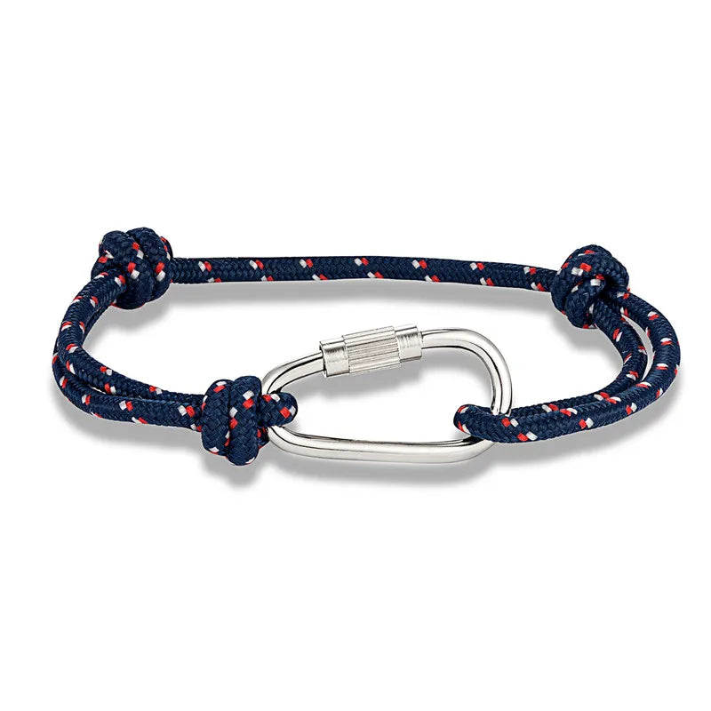 MKENDN High Quality Men Paracord Rope Survival Bracelet Women Adjustable Waterproof Surfer Rope Carabiner Shackle Jewelry