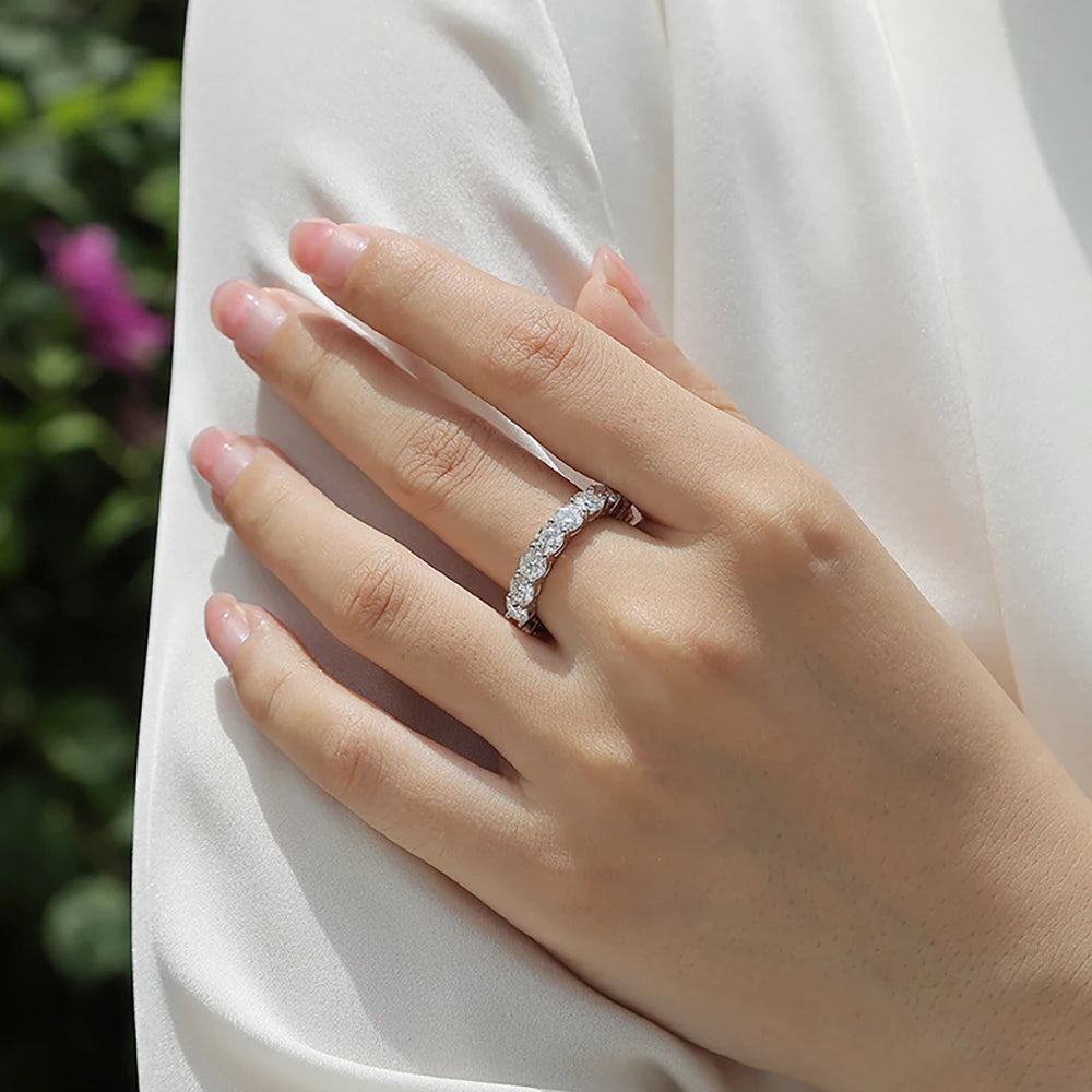 Serenity 3mm 4mm 5mm D Color All Moissanite Rings For Women Man Gift S925 Sterling Silver Row Rings Plated 18K Jewelry Wholesale