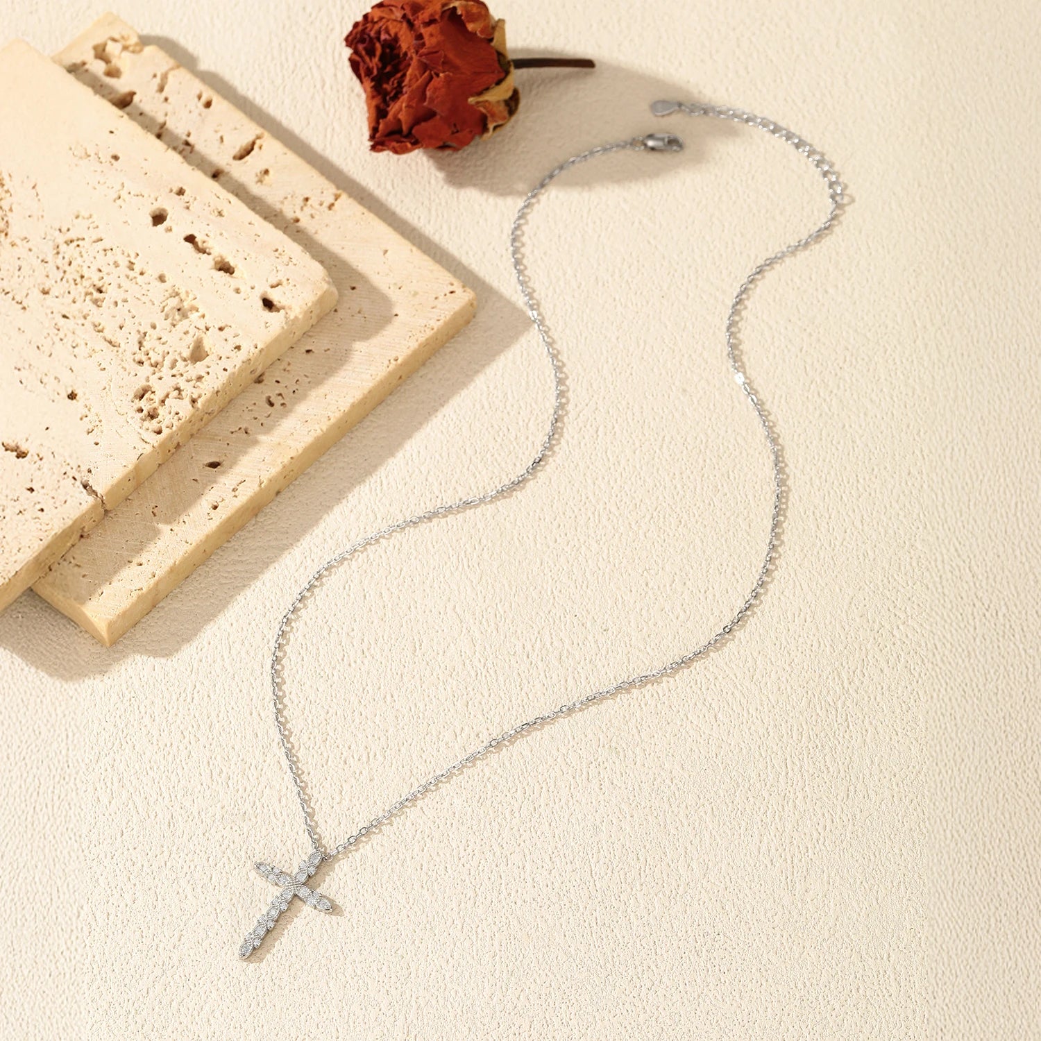 MODIAN D Color Moissanite Necklace 925 Sterling Silver Sparkling Cross Link Chain Pendant Necklaces For Women Fine Jewelry