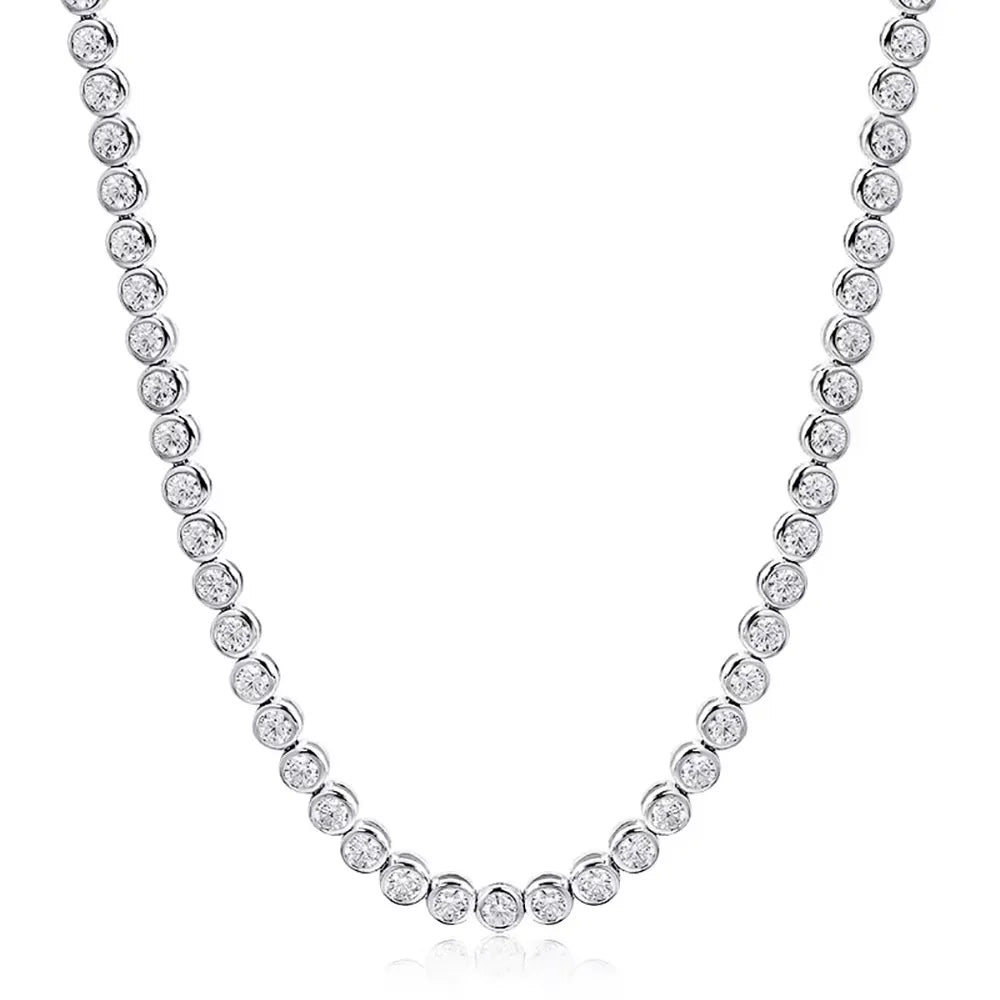 Serenity D Color 2mm 3mm Full Moissanite Tennis Necklace For Women S925 Silver Moissanite Bubble Bracelet Plate 18K Fine Jewelry