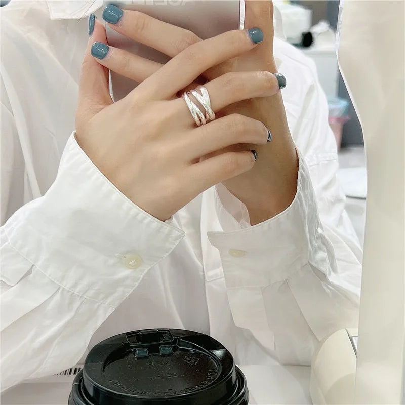 925 Sterling Silver Rings for Women Men Couple Minimalist Handmade Simple Interware Ring Party Jewelry Gift Prevent Allergy