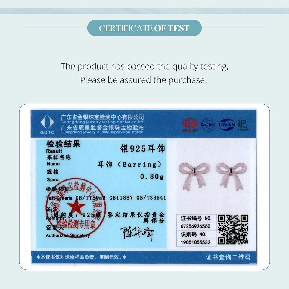 BAMOER 925 Sterling Silver Enamel Pink Bow Stud Earrings Cute Bowknot Earrings for Young Women Girl Sweet Jewelry Gift Lovely