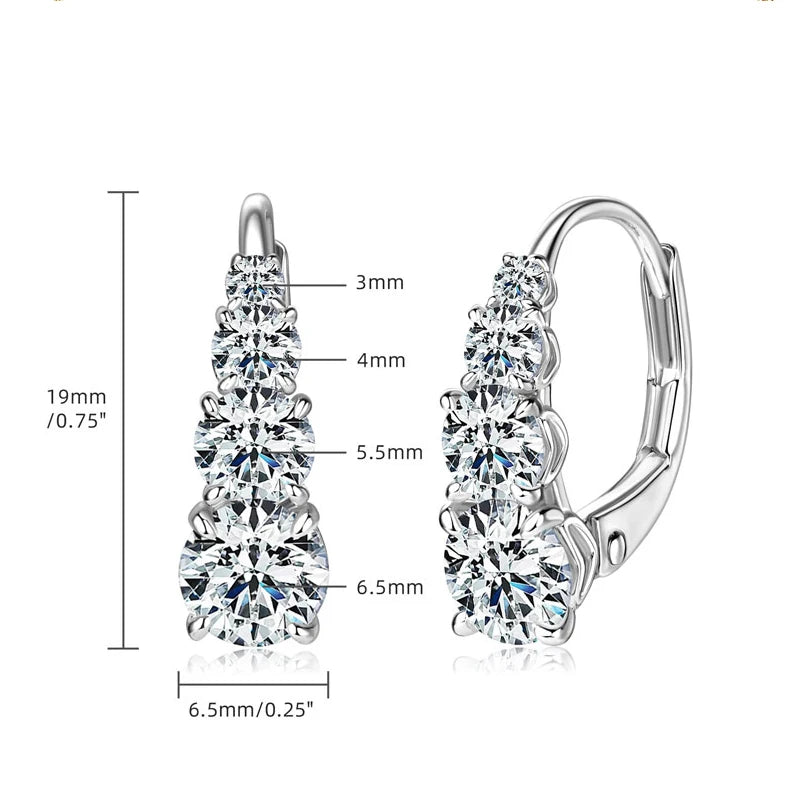 OXTAO Real 925 Silver Moissanite Hoop Clip Earrings for Women Unique Gradient Size High 19cm Temperament Earring Jewelry Gift