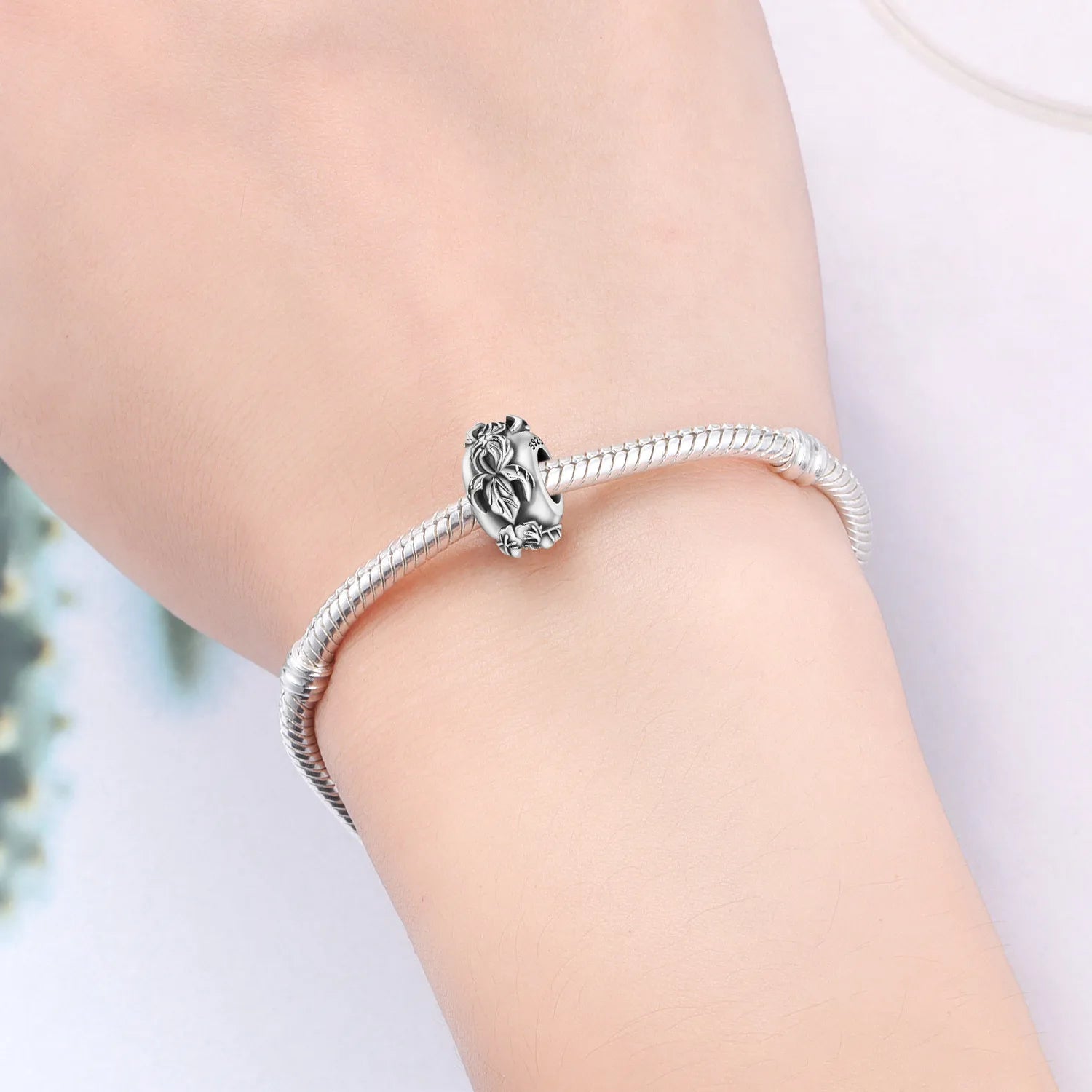PANPOKI 925 Sterling Silver Iris Flower Isolation Beads Original Pendants Bracelet Charm Jewelry Party DIY Trendy Gifts
