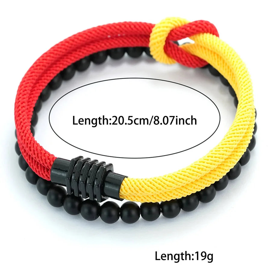 Classic Contrasting Design Bracelet Set For Men 2Pcs/Pair Grade A 4mm Lucky Red Thread Chinese Knot Braslet Meditation Braclet