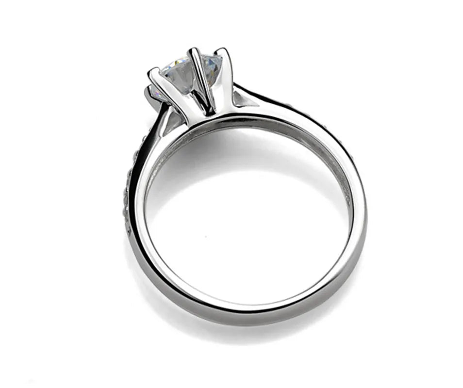 Luxury 925 Sterling Silver Classic Ring for Women Six claw jewelry simple 70ct diamond ring imitation diamond women's ring - Madeinsea©