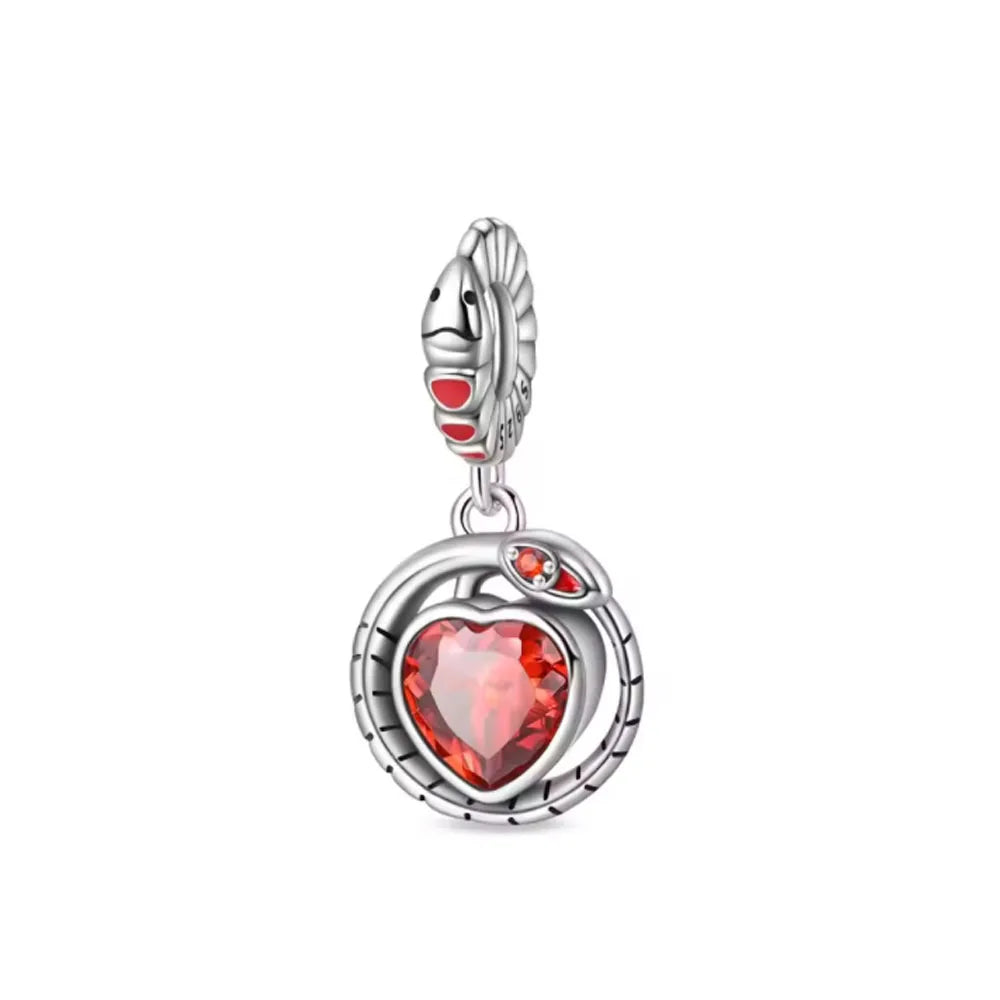 New 925 Silver Red Color Charm Strawberry Bee perfume Dream Catcher Apple Bead Fit Original Bracelet Jewellery Gift red heart