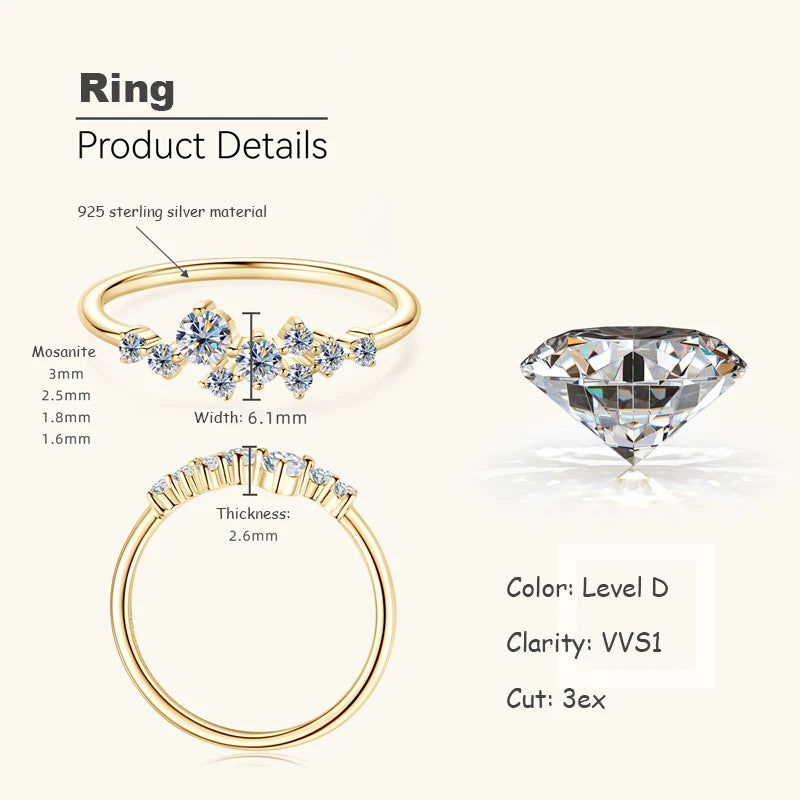 OXTAO Real S925 Ring Full Moissanite Eternity Ring Sterling Silver Wedding Engagement Finger Rings for Women Fine Jewelry GRA