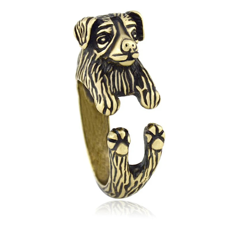Vintage Hippie Brass Knuckle Cute Beagle&Husky&Boxer Anel Ring Boho Lovely Dog Anillos Animal Rings For Bague Femme Men Jewelry