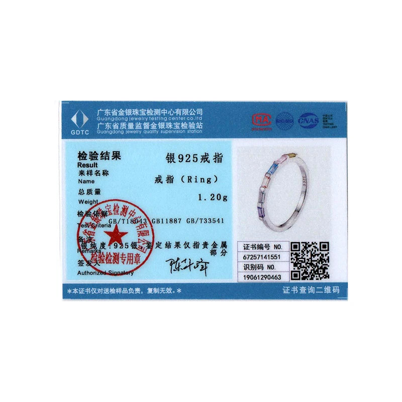 WOSTU 925 Sterling Silver Rainbow Single Ring White Gold CZ Colorful Lively Original for Women Girl Birthday Fine Jewelry Gift