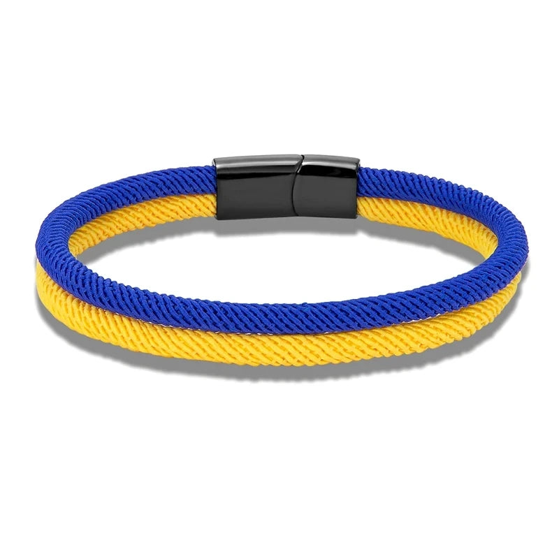 MKENDN Men Women Ukrainian National Flag Color Yellow Blue Nautical Rope Bracelets Peace Gift Украинский брасле
