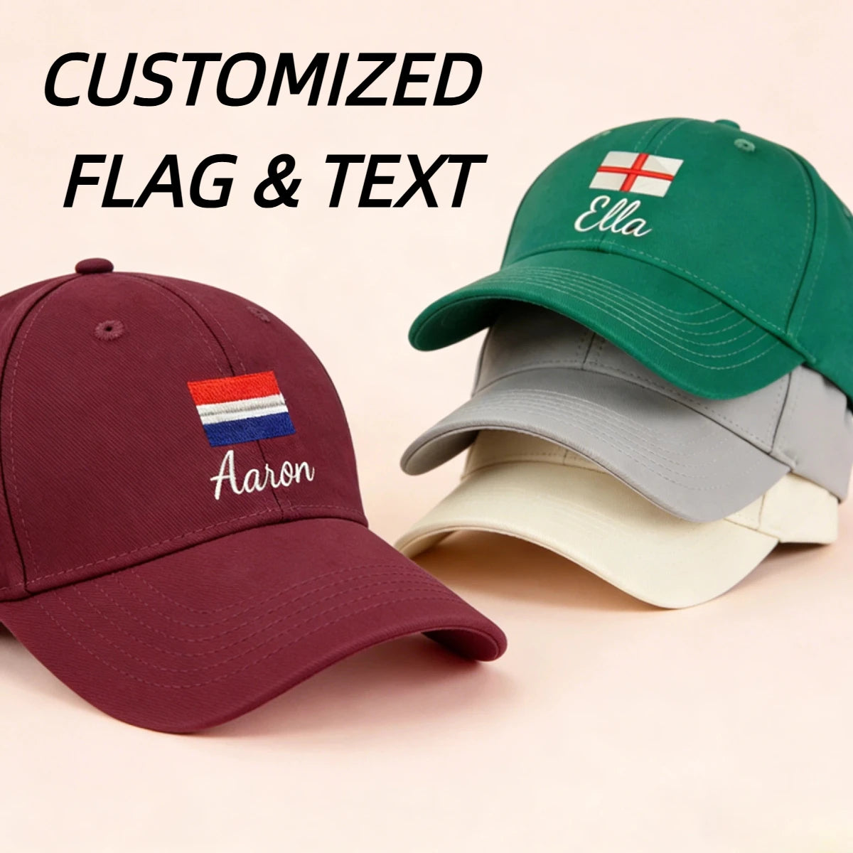 Custom Made Hat Embroidered Flag Baseball Cap Personalized Text Name Baseball Hat for 2026 FIFA World Cup