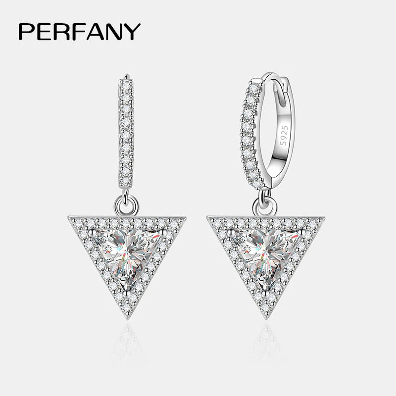 PERFANY 0.5/1CT Triangular Moissanite Drop Earring Women S925 Pure Silver Laboratory Cultivate Diamond Luxury Wedding Jewelry - Madeinsea©
