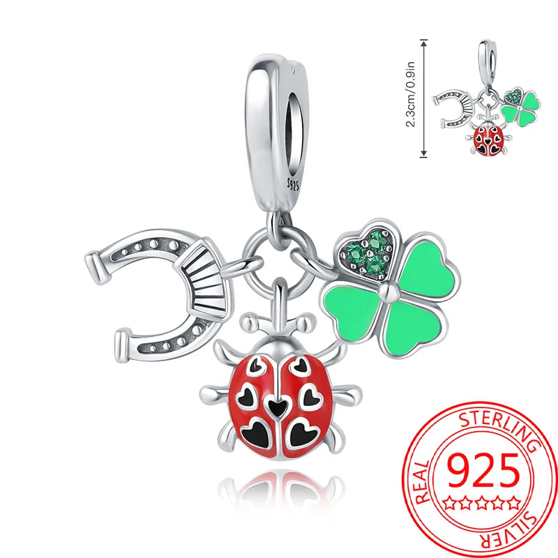 925 Sterling Silver Charm Green Monstera Leaves Charm Fit Bracelet Original Charm Bead for Women Jewelry DIY Making Fine Gift