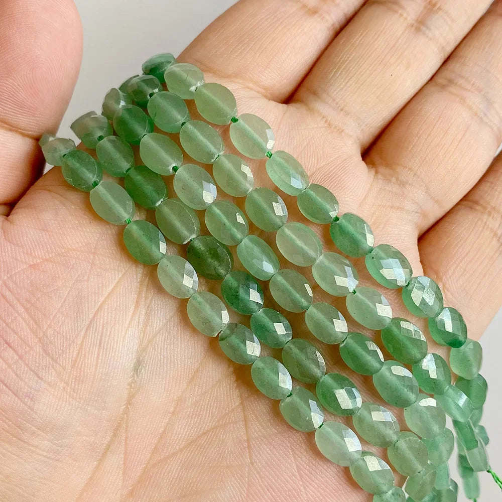 Fashion Natural Oval Shape Stone Bead Faceted Jades Tiger Eye Jaspers Loose Spacer Beads DIY Necklace Bracelet Earrings 6x8mm