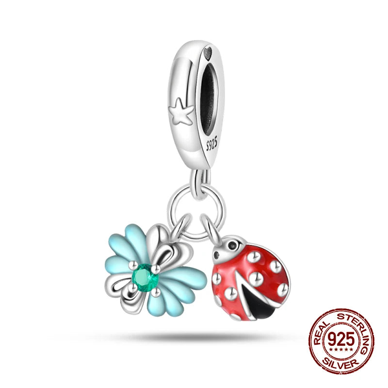 100% 925 Sterling Silver Dragonfly Butterfly Luminous Insect Charms Beads Fit 3mm 925 Original Bracelets DIY Party Jewelry