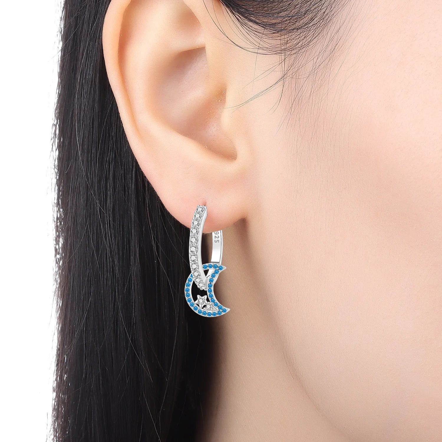 PANPOKI 925 Sterling Silver Unique Design Stars Moon Sun Drop Earrings Women Earrings Charm Versatile Party Jewelry Gifts