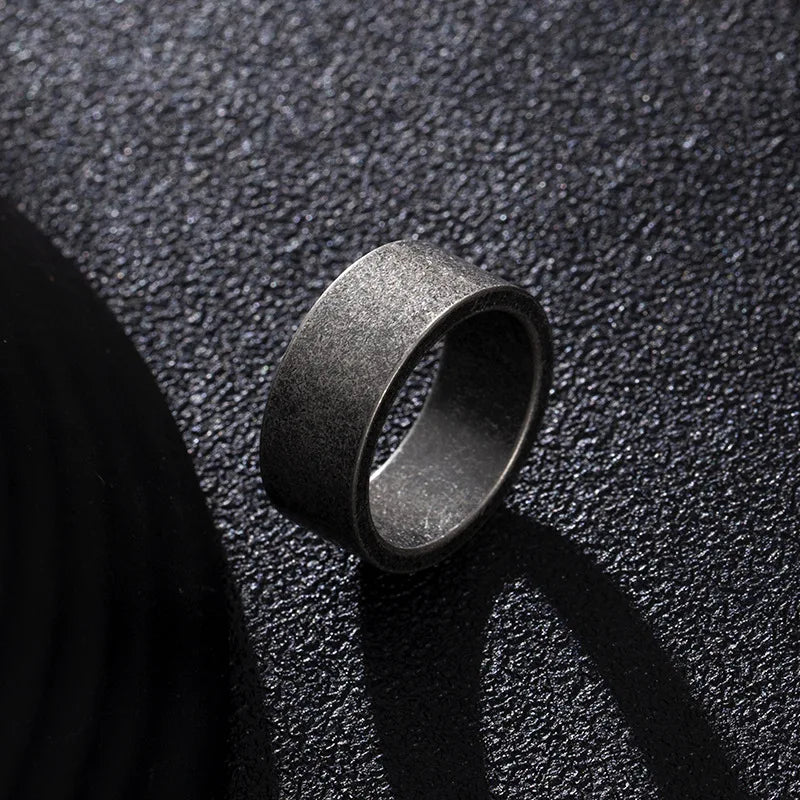 Retro Metal 8/10/12mm Antique Distressed Wide Ring For Men Stainless Steel Ring Punk Gothic Rock Hiphop Accessories Jewelry Gift