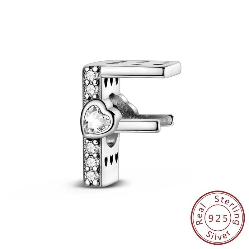 New 925 Sterling Silver Charm Beads 26 Letter Alphabet A-Z Charm Fit Original Charms Bracelet DIY Birthday Jewelry Gift Making