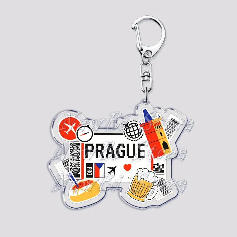 Hot Boarding Pass Keychains for Accessories Bag  NEW YORK TOKYO SEOUL PARIS LONDON Travel Souvenir Tickets Keyring Friends Gifts