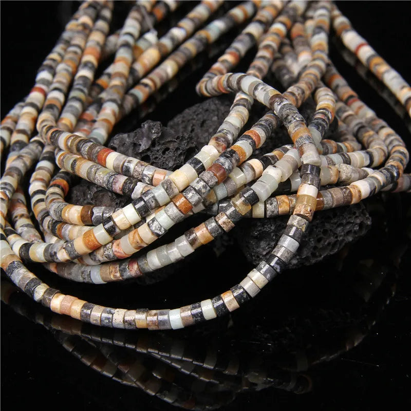 New Fashion Flat Disc Round Stone Bead 4x2MM Quartzs Imperial Agat Jaspers Loose Spacer Heishi Beads Jewelry Diy Accessories
