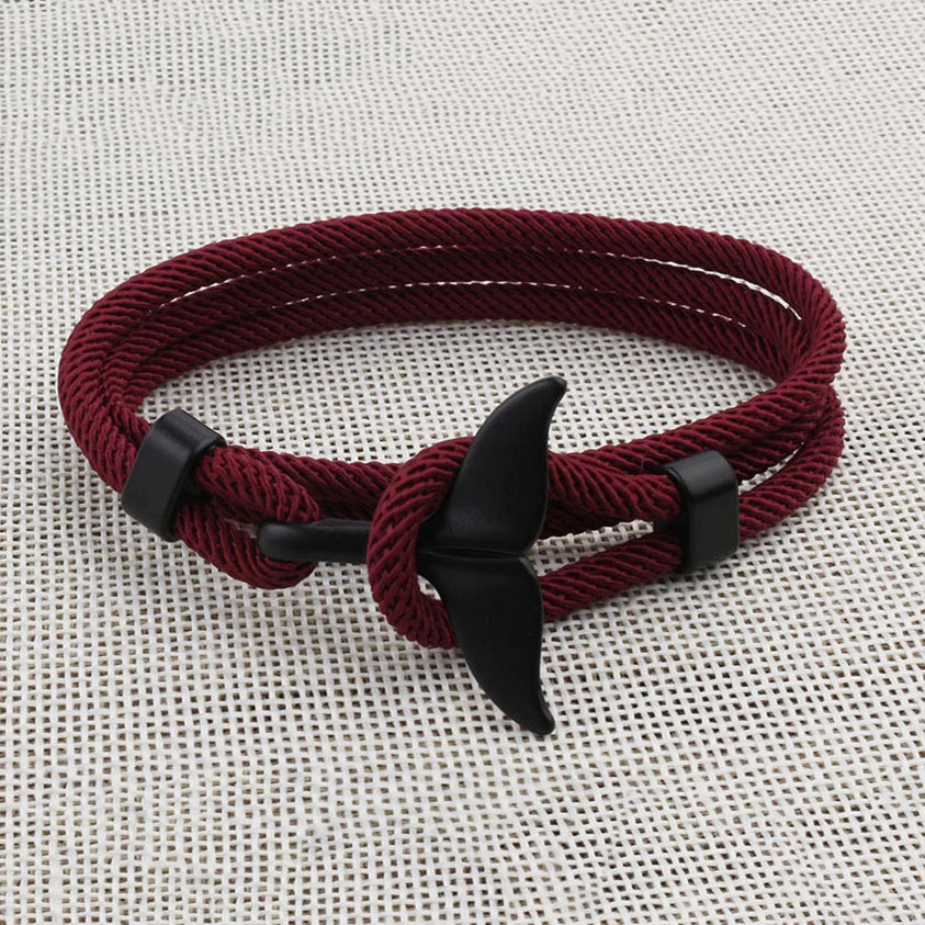 Male Multilayer 4mm Milan Rope Viking Bracelet Charm Whale Tail Bracelets For Men Wristband Trendy Ocean Animal Fishtail Jewelry