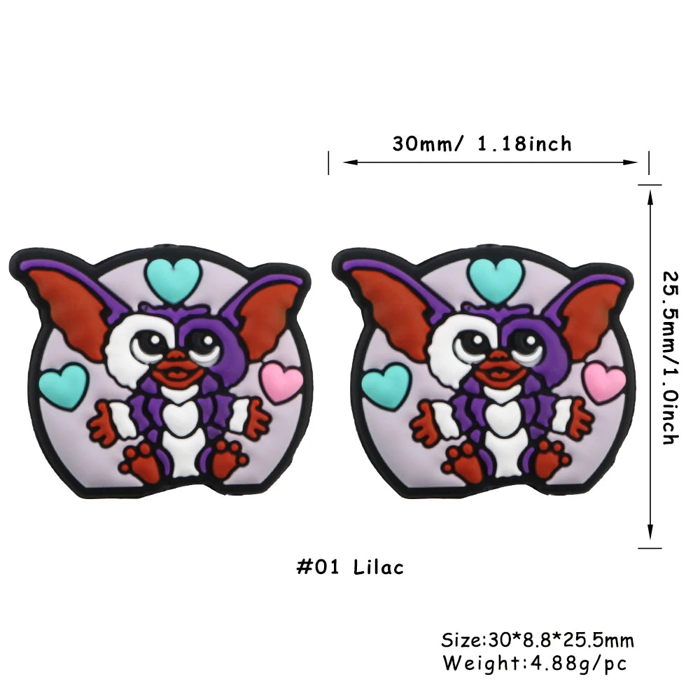 Lot de 5 ou 10 perles en silicone stéréoscopiques en forme de pingouin et de singe pour la fabrication de porte-clés et de bracelets faits à la main