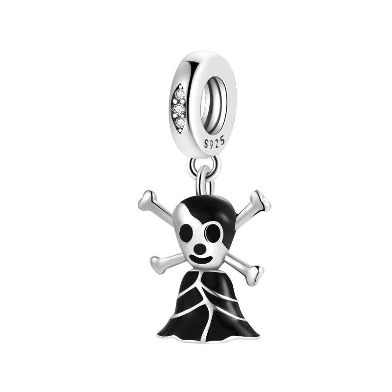 Miniso Gruseliges Skelett-Geister-Serie 925 Sterling Silber Charm Halloween Hut Perle Passend für Damen Original Schmuck Geschenk