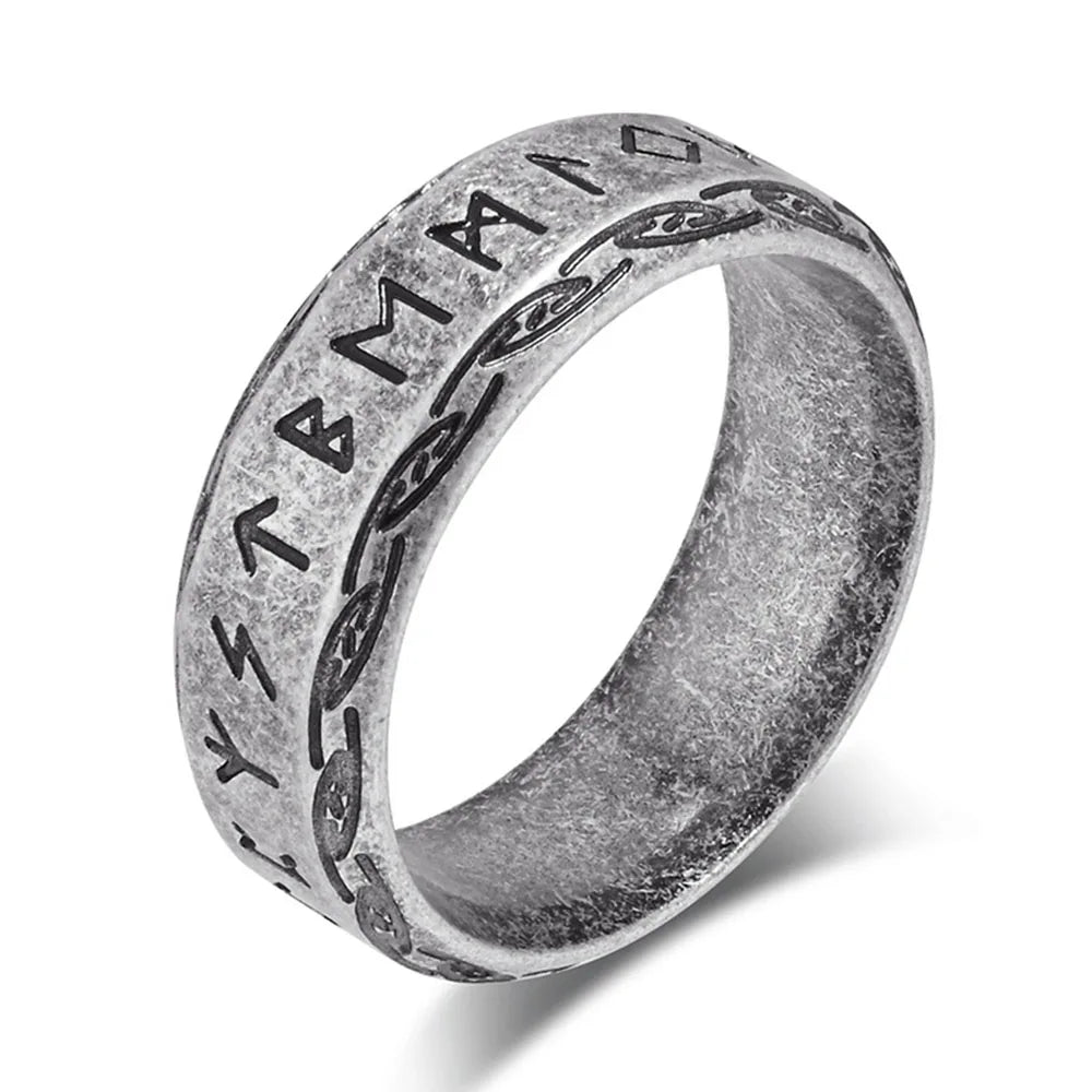Nordischer Wikinger-Text Edelstahlring Herrenring Nischenpersönlichkeit Modekleidung Geschlechtsloser Handschmuck