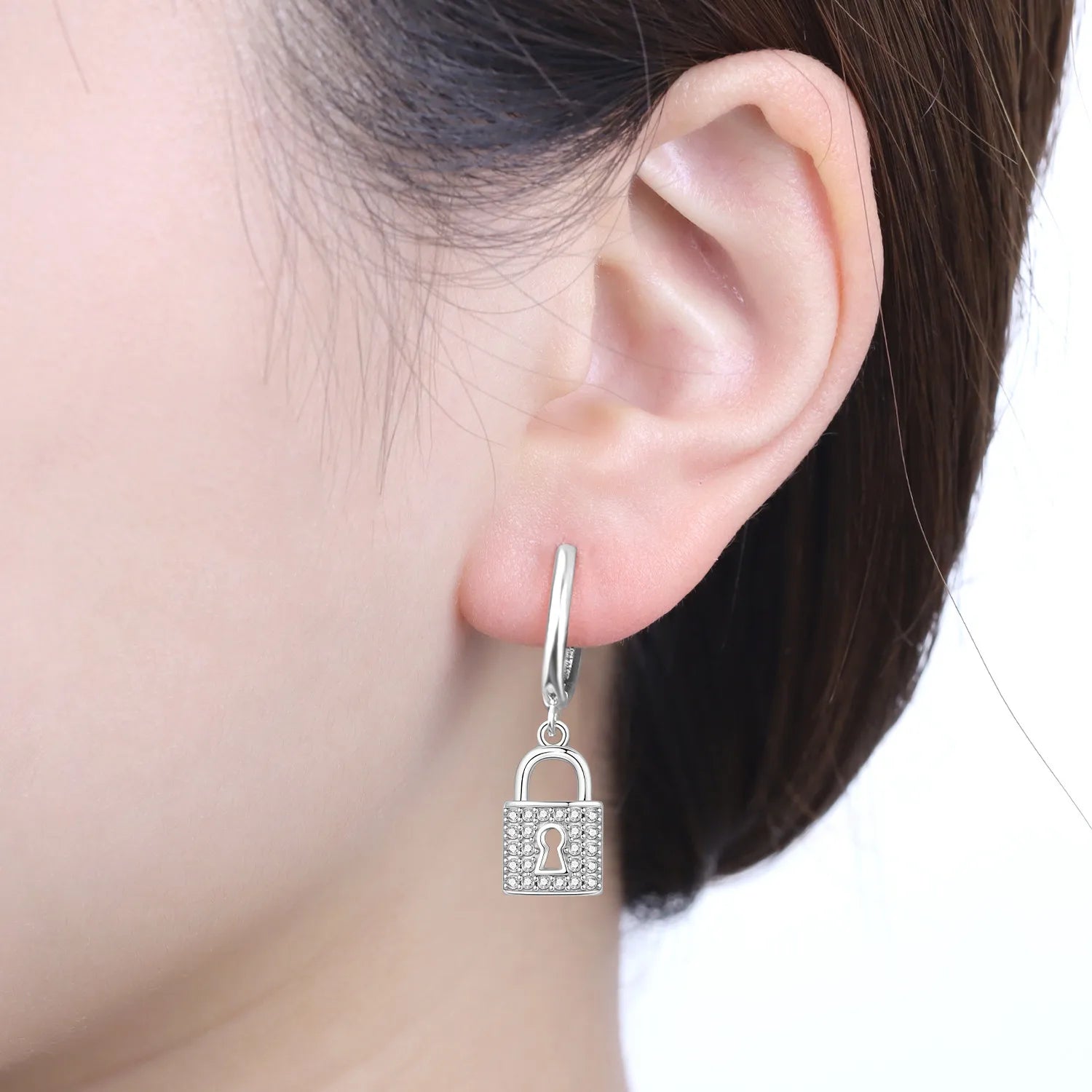 PANPOKI 925 Sterling Silver Asymmetric Design Earring Key Lock Earrings Drop Earrings For Women Party Gifts Trendy Jewelry