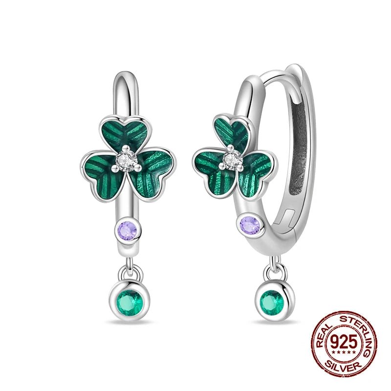 Springtime Earring For Women 925 Sterling Silver Bee Magritte Flower Butterfly Double Hoop Earrings Jewelry Fine New Year Gift