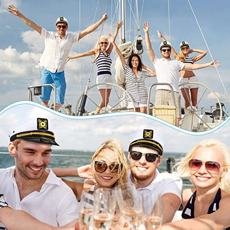 Adult Yacht Military Hats Boat Skipper Ship Sailor Captain Costume Hat Adjustable Cap Navy Marine Admiral For Men Women