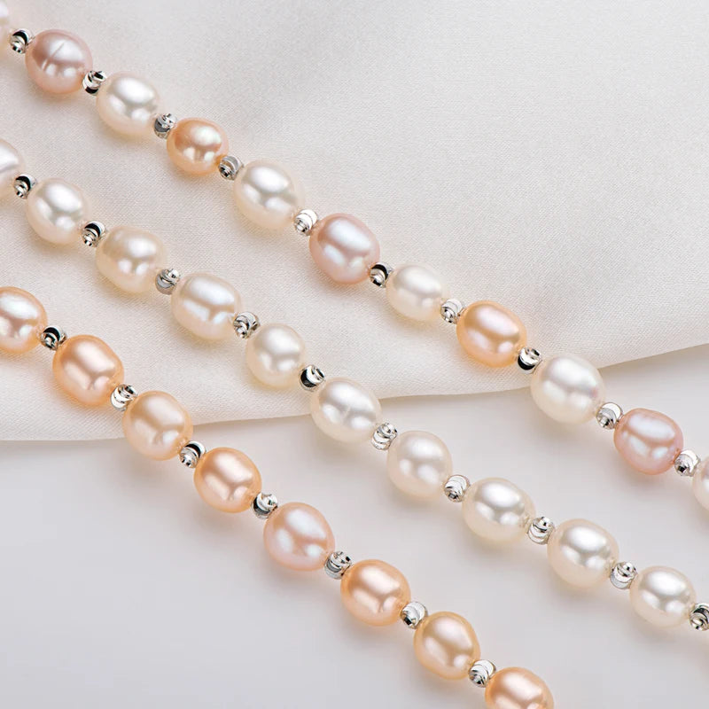 OXTAO Natural Freshwater Pearl Fashion Bracelet Ladies Elegant Bracelet Jewelry Valentine's Day Girlfriend Birthday Wedding Gift