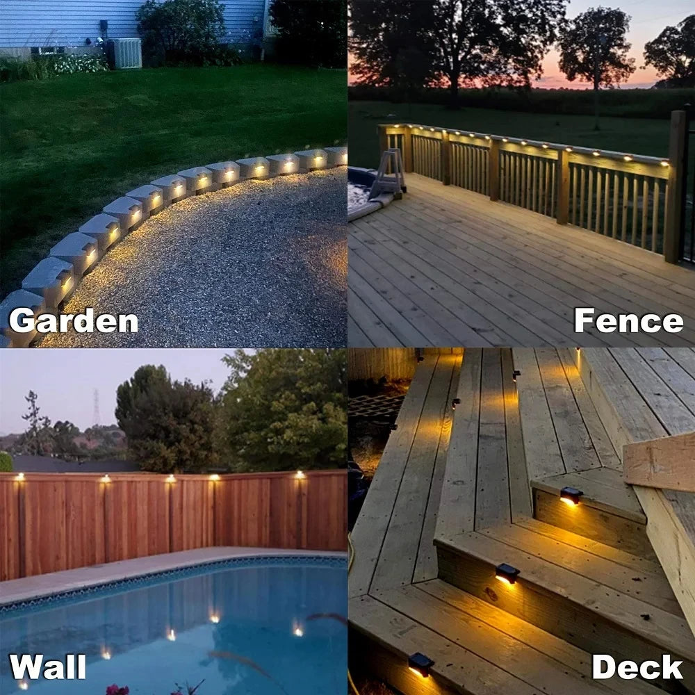 Solar Deck Lights 1-6 PacK Outdoor Step Lights Waterproof Led Solar Lamp For Stairs Railing Step Fence Yard Patio and Pathway