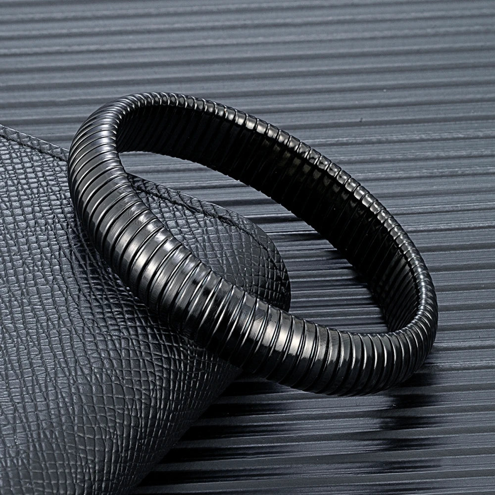 MKENDN Fashion Women Antique Original Design Bracelet Wide And Narrow Elastic Bracelet Ladies Stainless Steel Trendy Bracelet