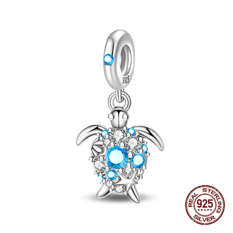 Summer 925 Sterling Silver Luminous Ocean Pendants Crab Whale Shark Charms Beads Fit 925 Original Bracelet Fine DIY Jewelry Gift