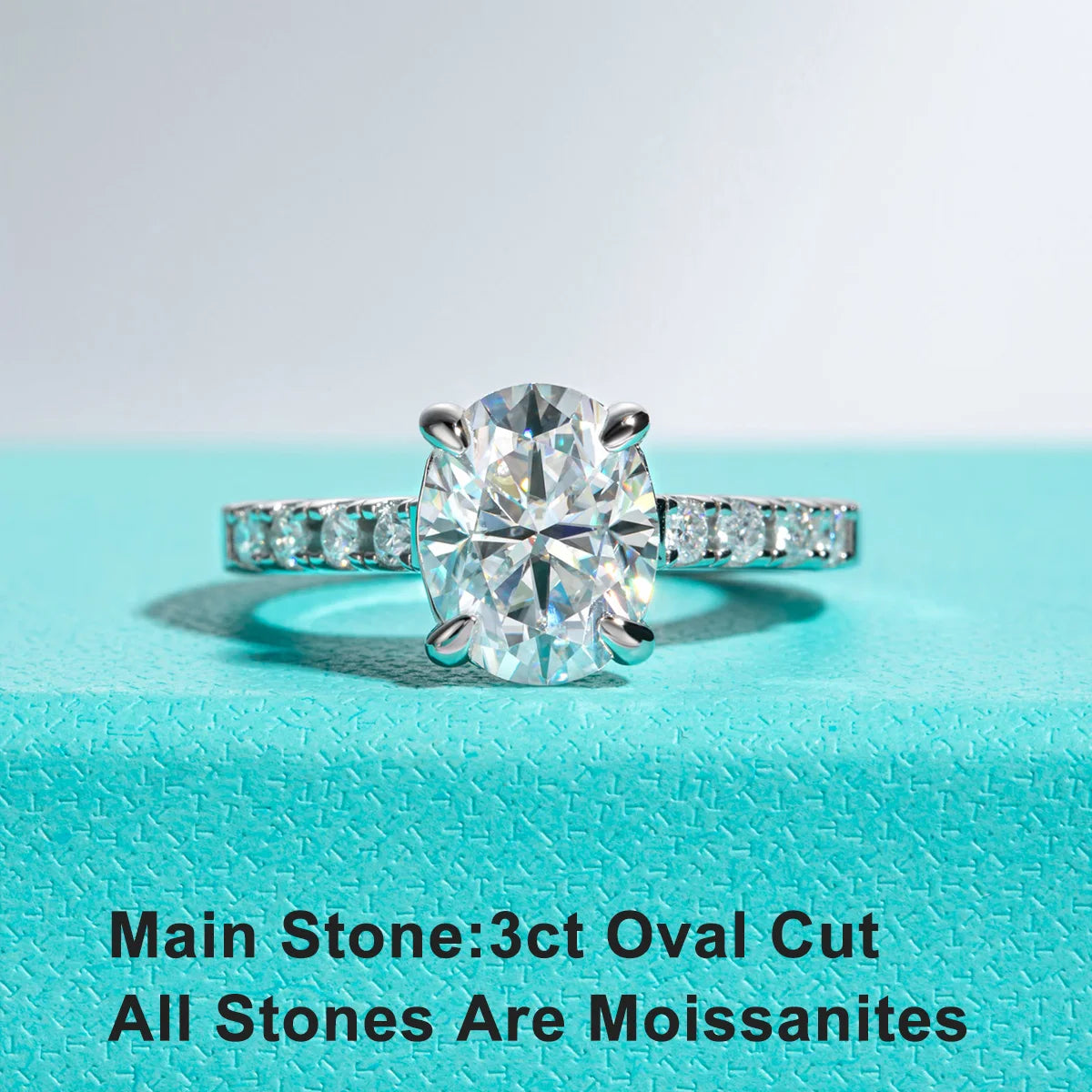AnuJewel 3ct Oval Cut D Color Moissanite Engagement Rings For Women 925 Sterling Silver Wedding Rings Women Jewelry Wholesale - Madeinsea©