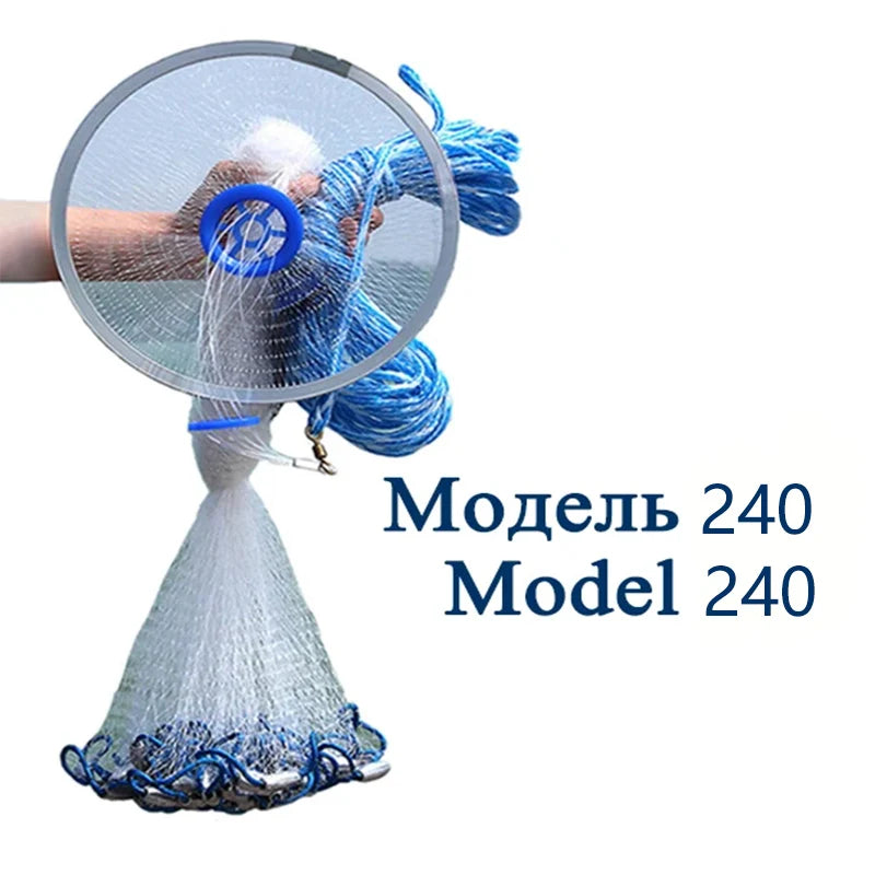 Lawaia Hand Cast Net Aluminum or Blue Plastic Ring Folding Network Steel Pendant Monofilament Nylon Fishing Line Fishnet - Madeinsea©