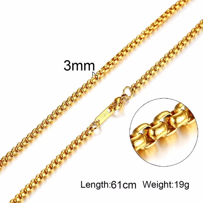 Collier ras du cou pour homme Vnox Dropshipping, chaîne gourmette plate en acier inoxydable, motif serpent ton sur ton, 3-6 mm, 61 cm (24 pouces).