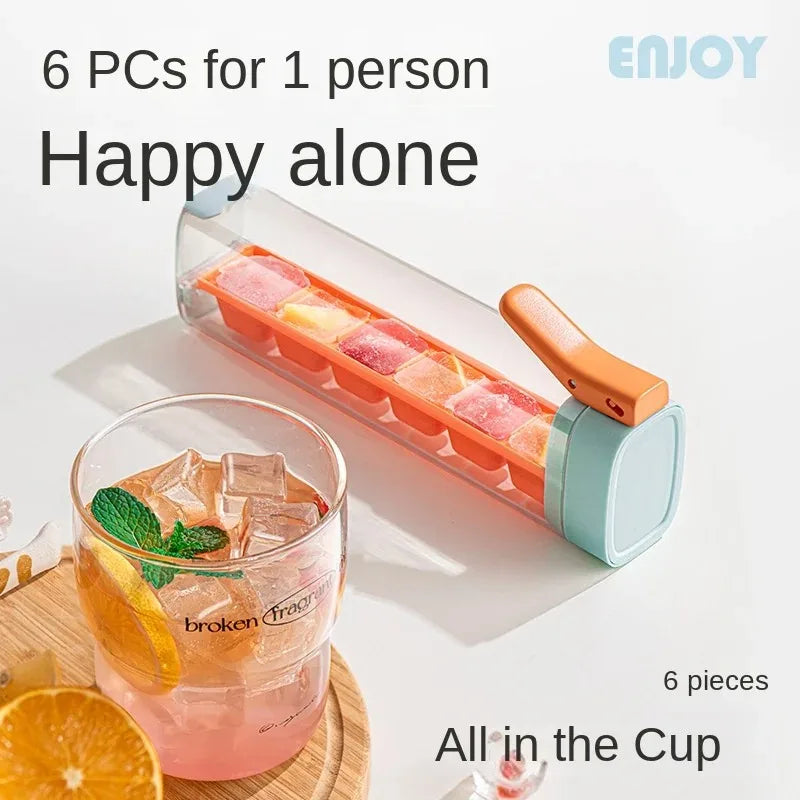 Ice Cube Mold and Trays Food-grade Ice Tray with Lid One Handed Deicing Pressing Ice Lattice Mold Spillproof Ice Cube Tray Maker