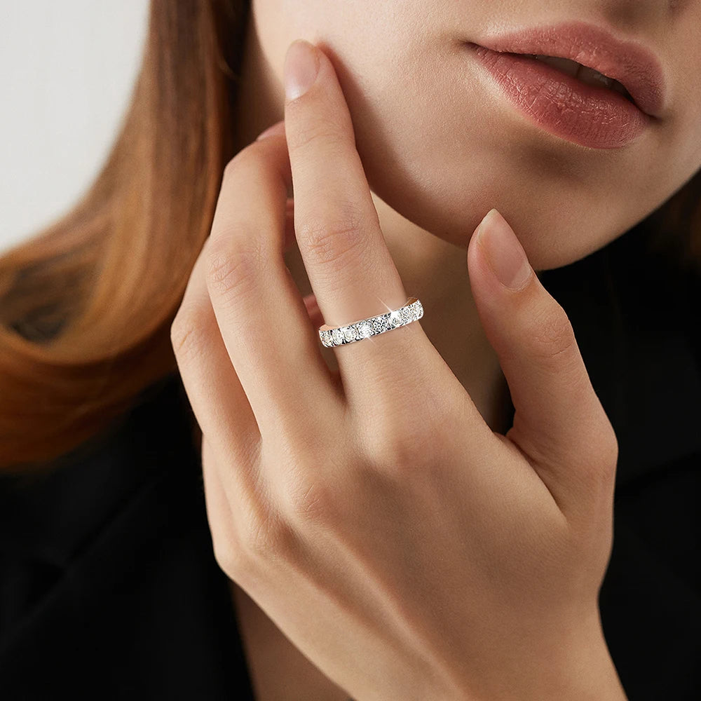 Serenity 1.4cttw D Color VVS1 Moissanite Row Rings Women 100% S925 Sterling Silver Lab Diamond Rings Plated 18K Anniversary Gift