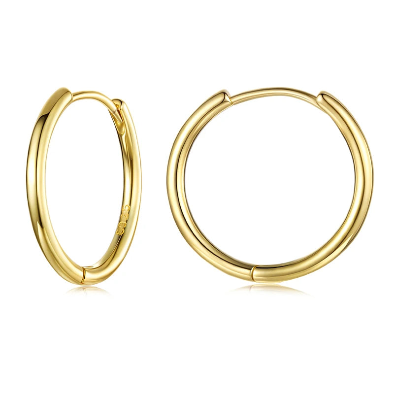 BAMOER Gold Hoop Earrings for Women, 925 Sterling Silver Minimalist Huggie Hoops Cartilage Piercing Earrings Ear Cuff for Women