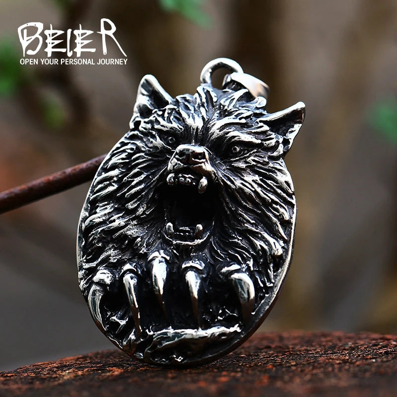BEIER 2022 new Cross border jewelry domineering cool wolf head titanium steel ring men cast stainless steel animal BP8-113