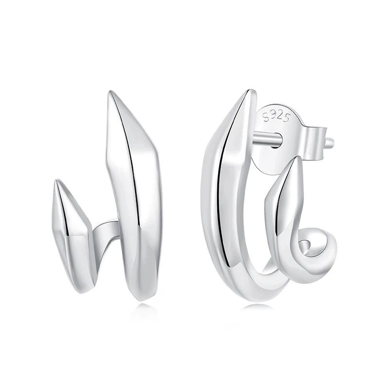 WOSTU Solid 925 Sterling Silver Unique Geometric Double-Layer Stud Earrings, Wedding Engagement Hoop Earring Party Gift