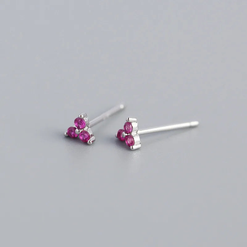 925 Sterling Silver Inlaid Crystal Geometric Clover Stud Earrings Light Luxury Mature Glamour Women Jewelry Accessories
