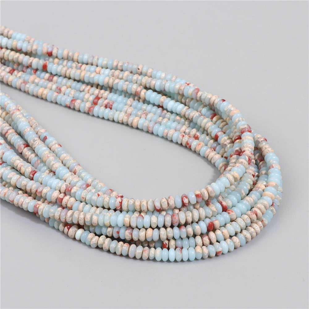 Natural Flat Round Stone Beads Abacus Shape Jaspers Quartzs Gems Beads For DIY Necklace Earrings Jewelry Making Accessori 2*4mm