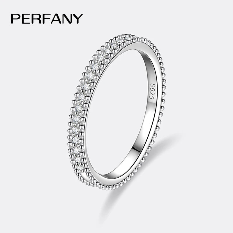PERFANY All Moissanite Ring for Women S925 Pure Silver Shining GRA Laboratory Diamond Stackable Ring Fashion Wedding Jewelry - Madeinsea©