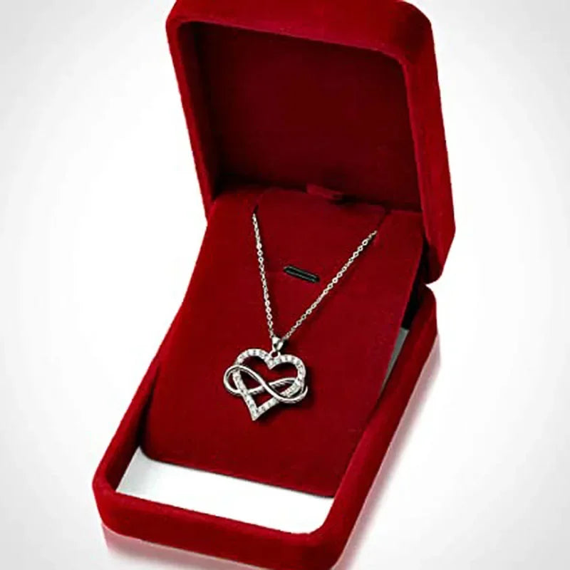 Huitan Silver Color Love Heart Necklace for Women Full with Sparkling CZ Engagement Wedding Bridal Necklaces New Fashion Jewelry