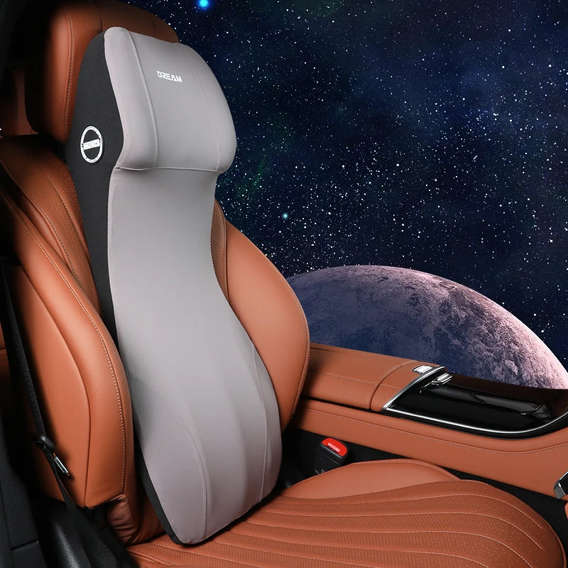Car Leather Headrest Lumbar Support Memory Foam Car Rest Neck Pillow Back Cushion Seat Waist Supports Car Interior Accessories - Madeinsea©